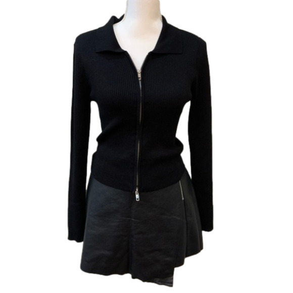 Nwt - Juniors Black Zip up Cardigan - Picture 1 of 5